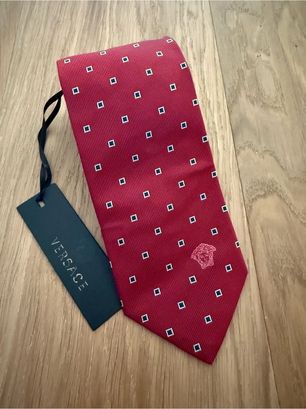 Versace Red Medusa Logo Silk Neck Tie NWT